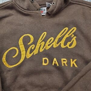 Schell's Dark Beer Hoodie Men's Small Brown Pullover Brewery Sweatshirt